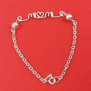 925 Sterling Silver Mom Bracelet  Chain  Fine Jewelry‎ Women Gifts